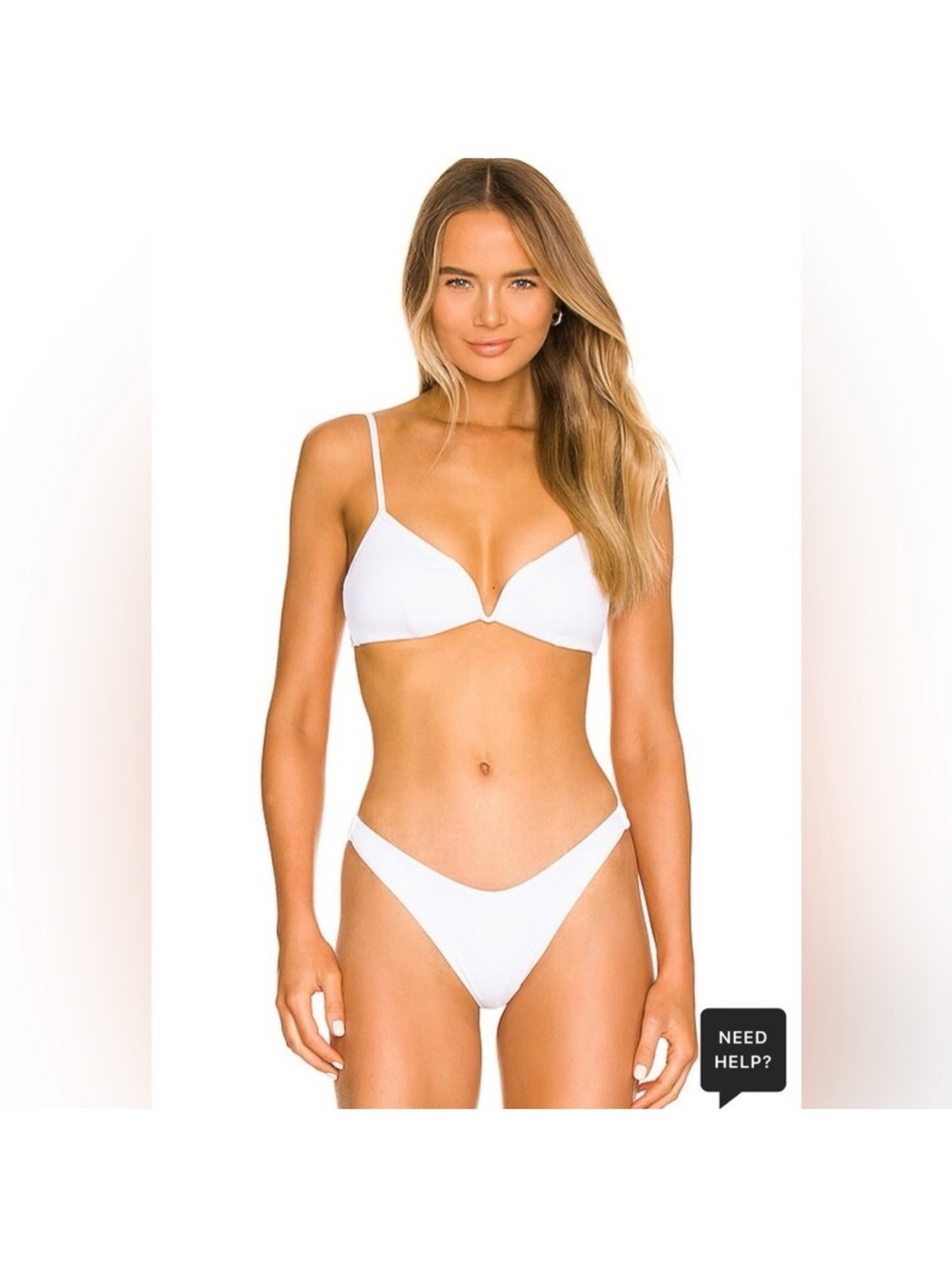 L Space Helena Ribbed Bikini Top XL and Bikini Bottom L/G in white